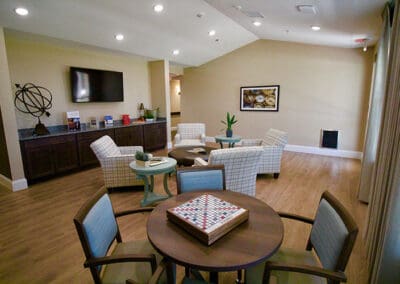 Charter Senior Living of Oak Openings, IL activity room with board game set up on a table